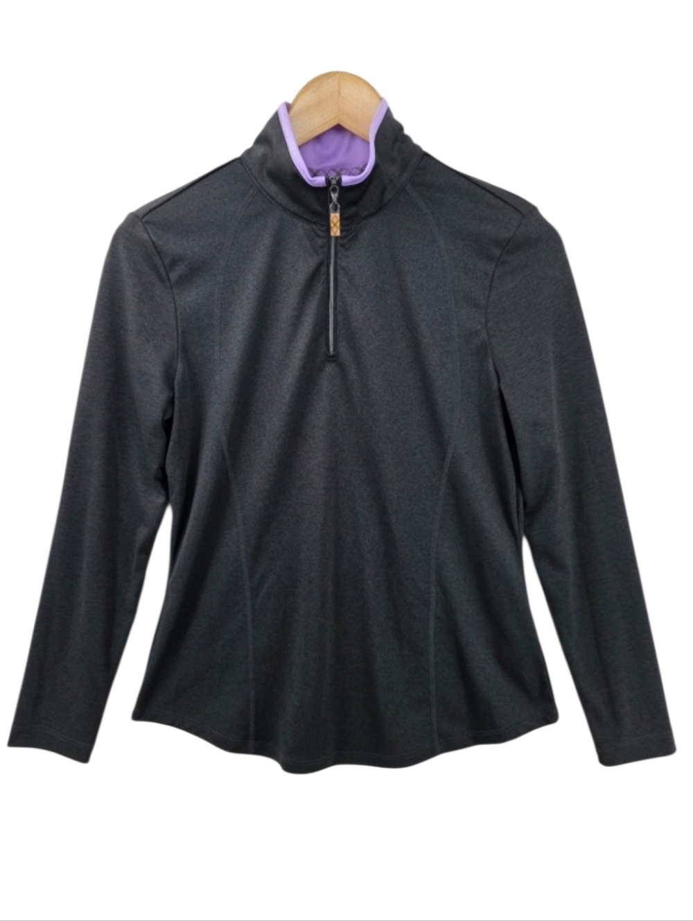 Greg Norman Play Dry Quarter Zip Pullover Plaid Collar Detail Womens Size Small